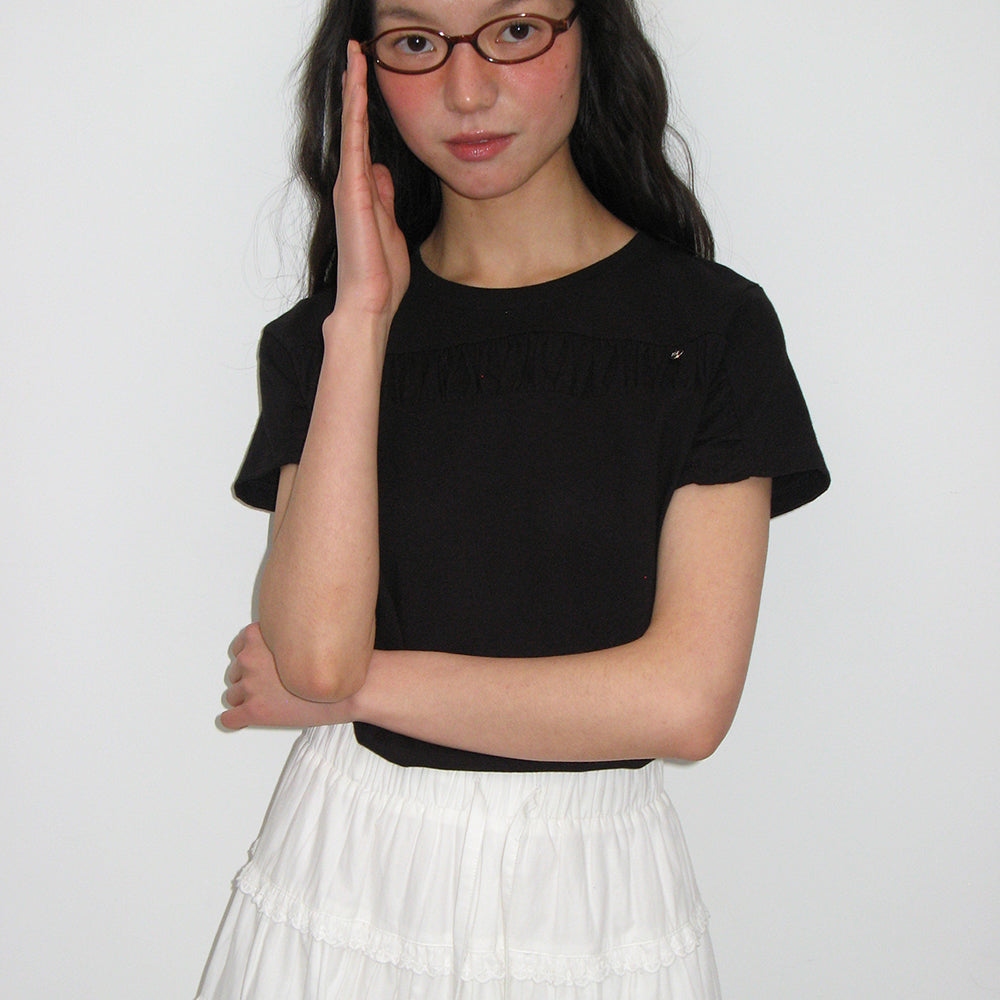 RONRON HEART POCKET OVER FIT SHORT SLEEVE T SHIRT BLACK
