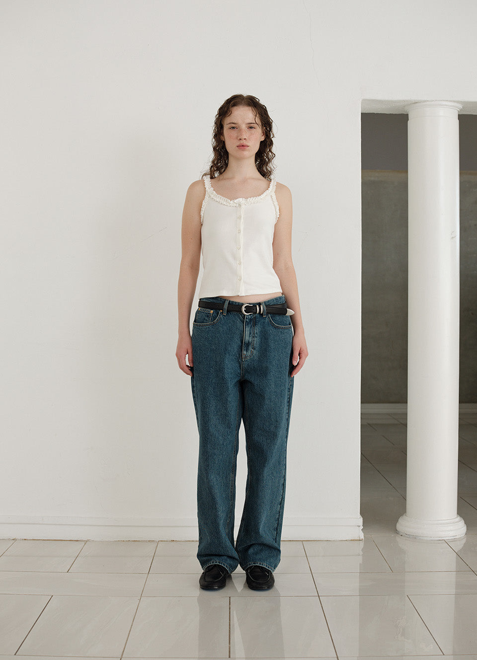 Lebeau Button Sleeveless Top_Ivory