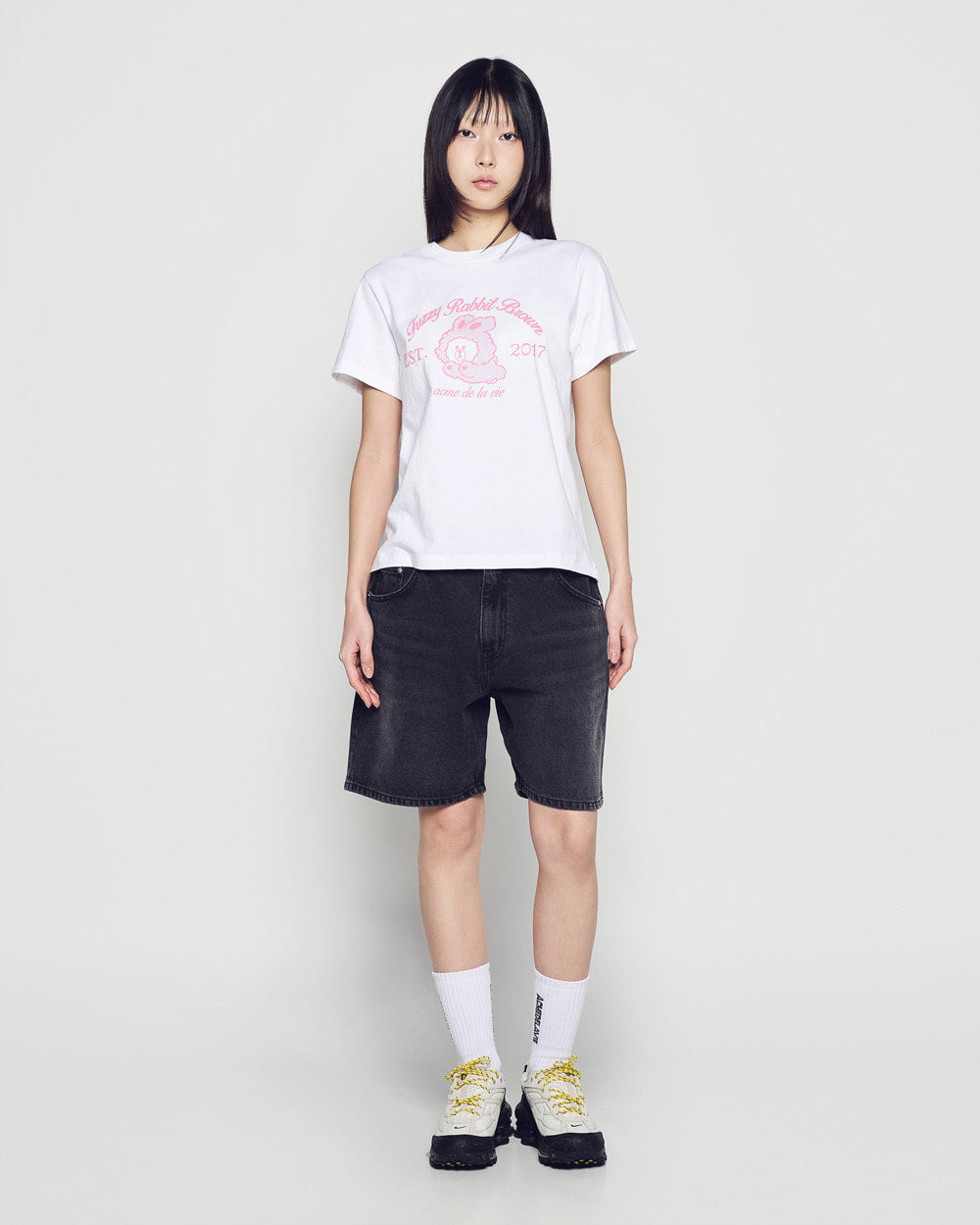 ADLV WOMAN BROWN LINE FRIENDS SHORT SLEEVE T-SHIRT WHITE