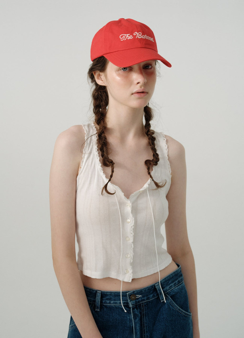 White Ravioli Lace-Trim Tank Top