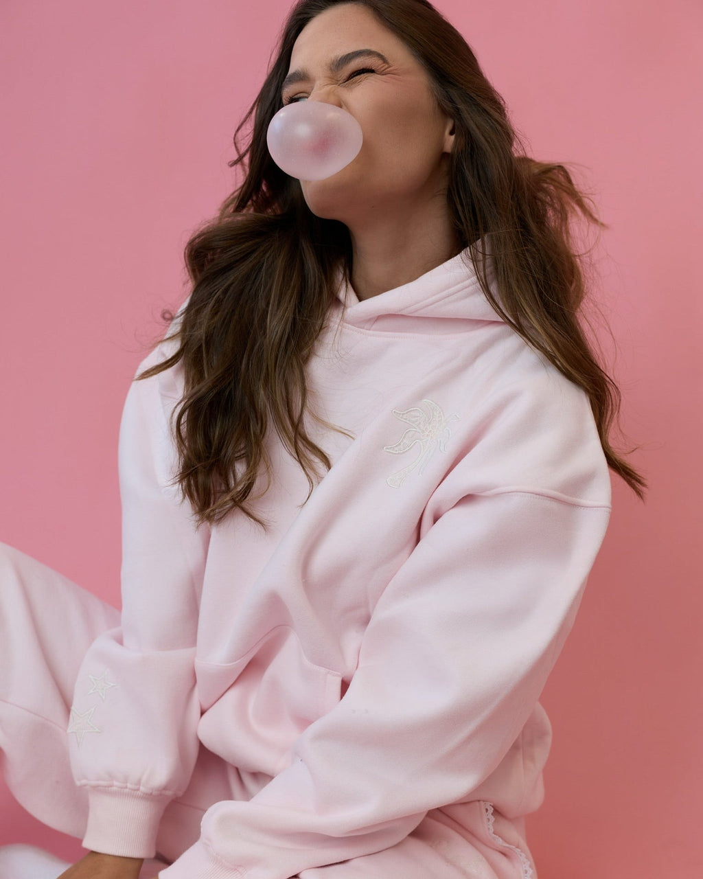 "Lacy" Hoodie in Angel Pink