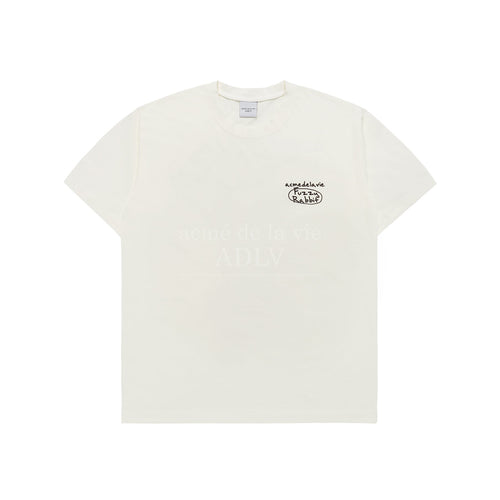 ADLV DOODLE FUZZY RABBIT SHORT SLEEVE T-SHIRT CREAM