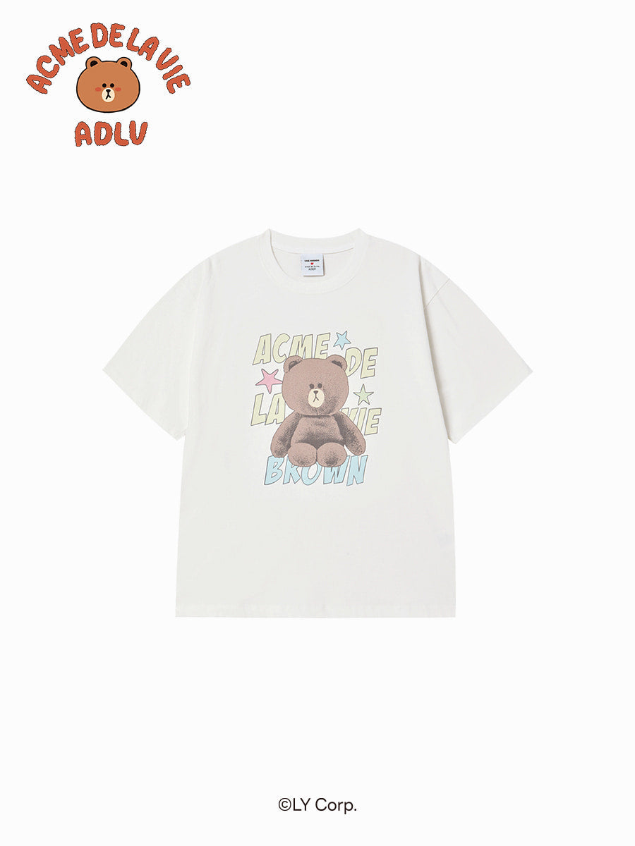 ADLV LINE FRIENDS BROWN STAR SHORT SLEEVE T-SHIRT CREAM