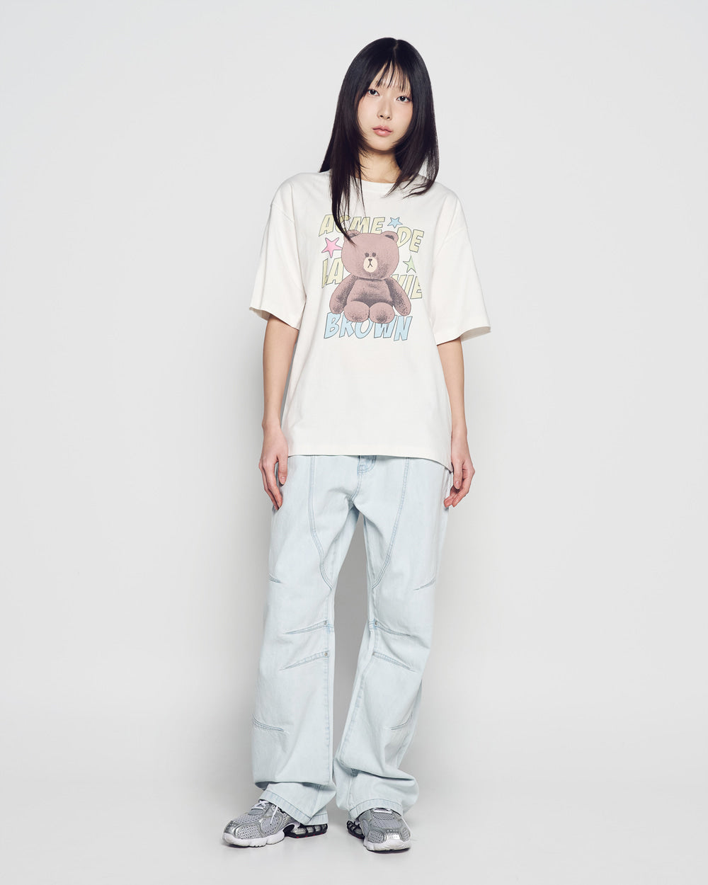 ADLV LINE FRIENDS BROWN STAR SHORT SLEEVE T-SHIRT CREAM