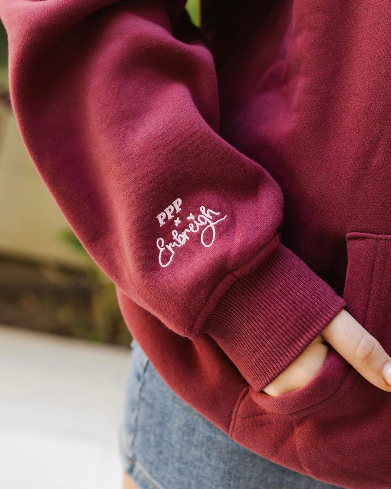 "Live in the Moment" Hoodie in Cherry