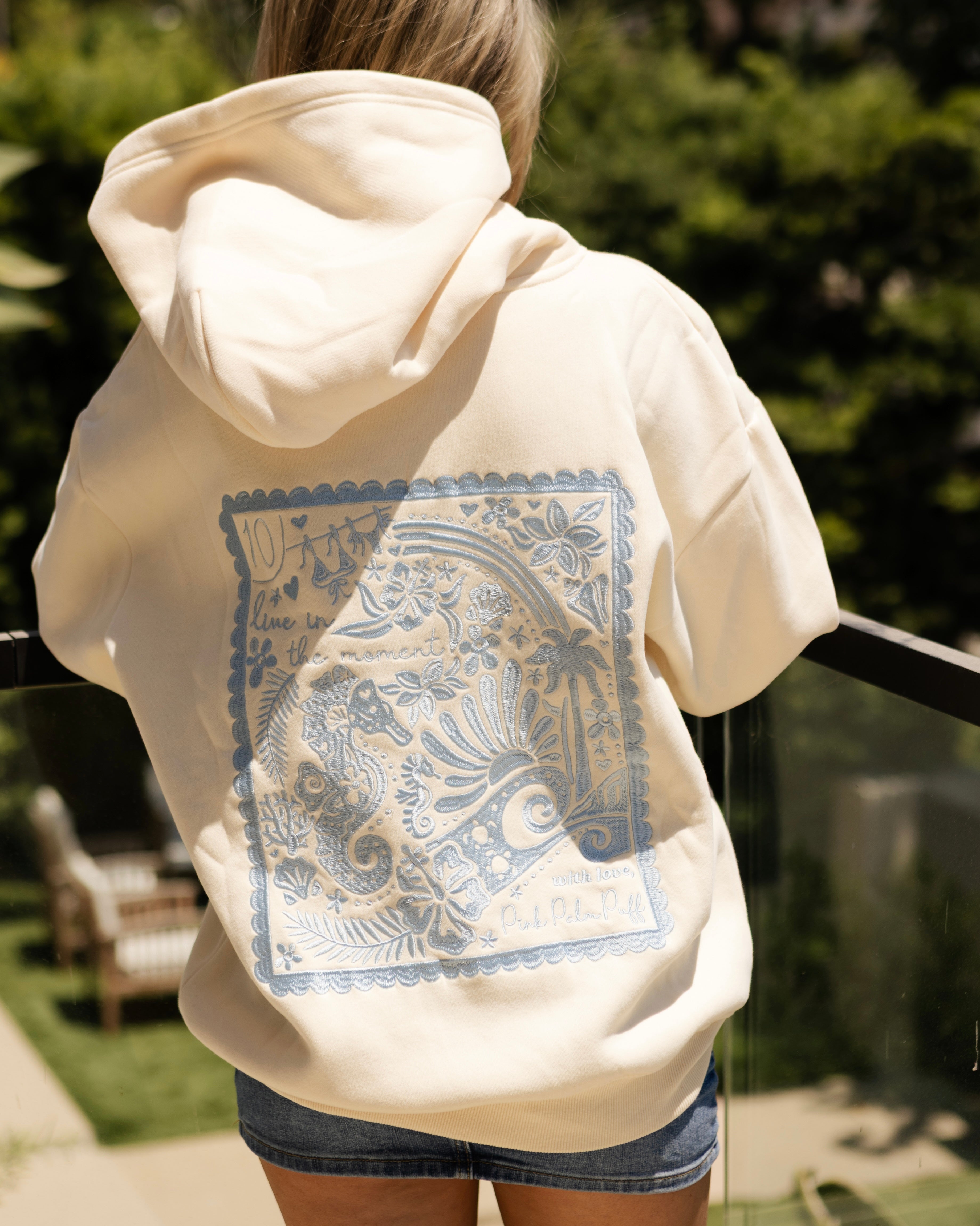 "Live in the Moment" Hoodie in Sand