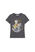 OPEN YY ROCKING BABY TEE, CHARCOAL