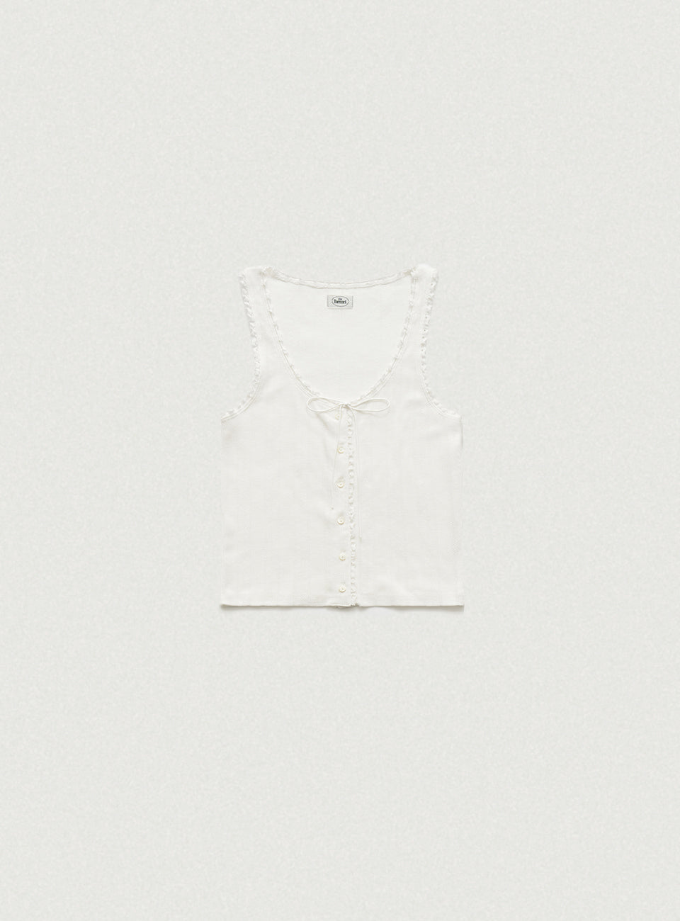 White Ravioli Lace-Trim Tank Top