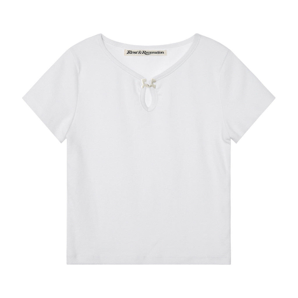 U-NECK LOGO CLIP TOP - WHITE