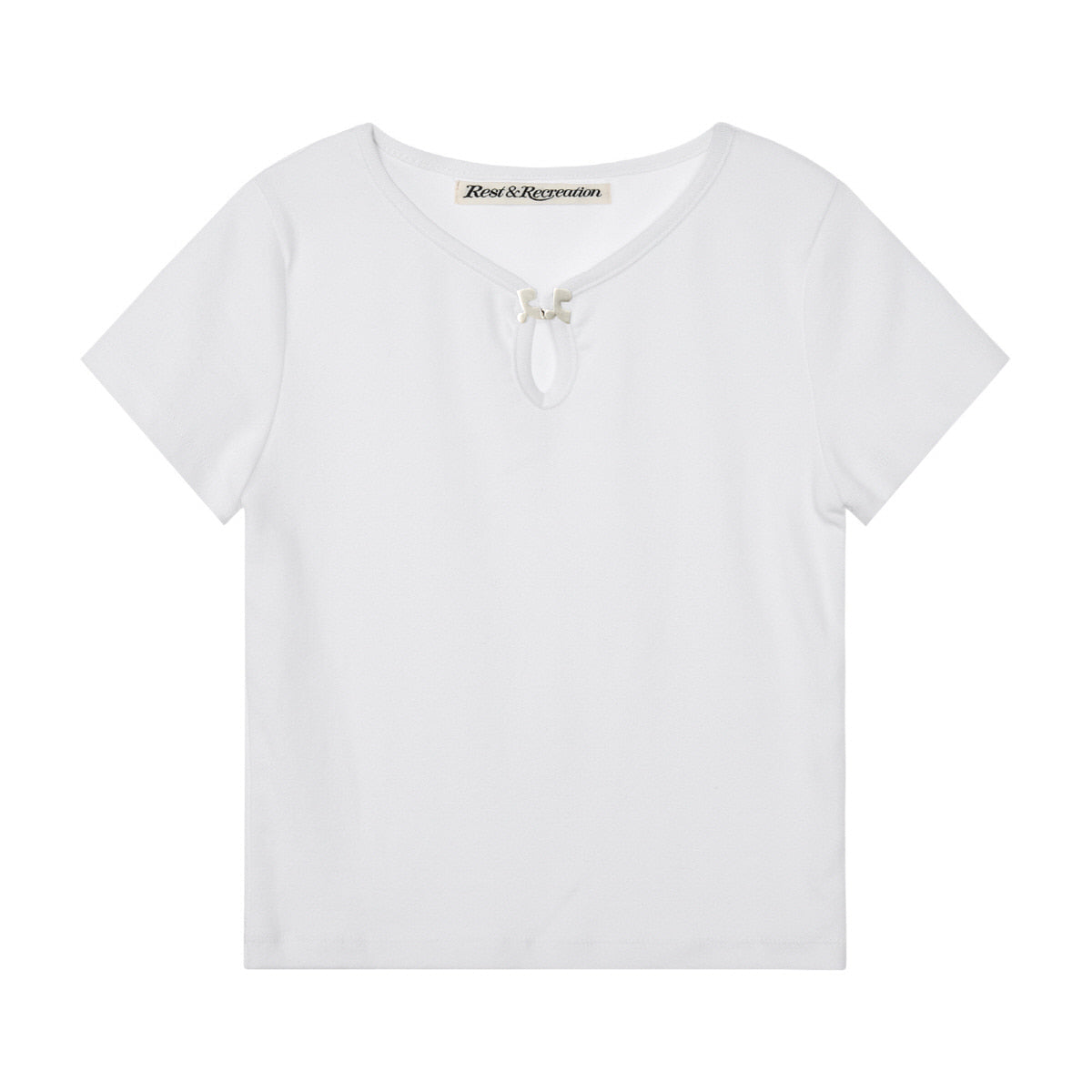 U-NECK LOGO CLIP TOP - WHITE