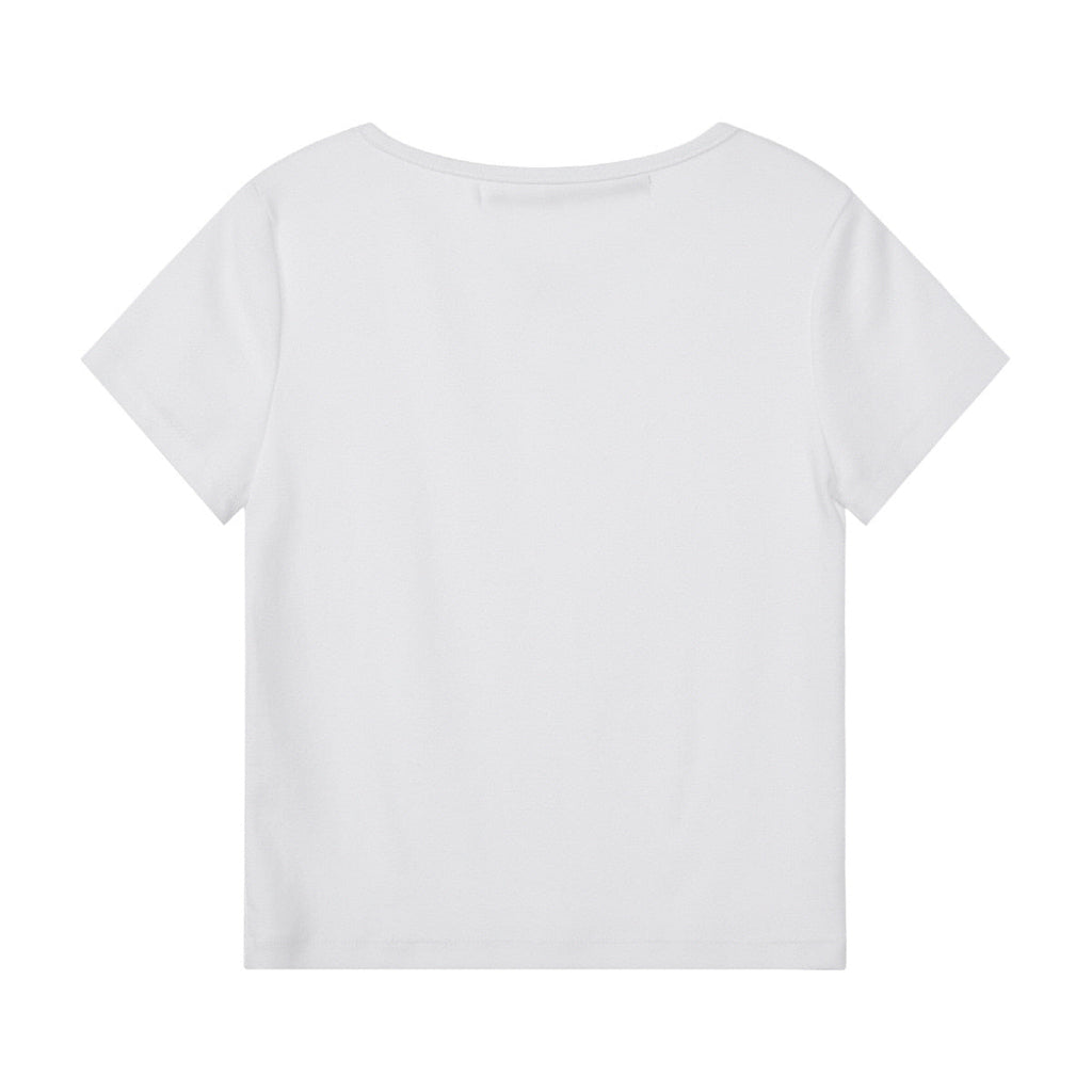 U-NECK LOGO CLIP TOP - WHITE