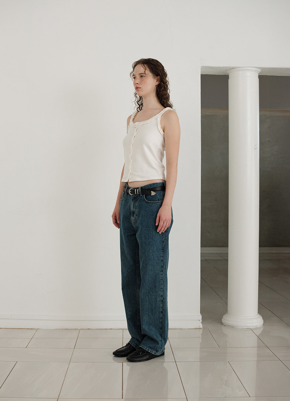 Lebeau Button Sleeveless Top_Ivory