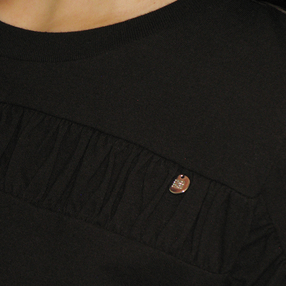 RONRON HEART POCKET OVER FIT SHORT SLEEVE T SHIRT BLACK