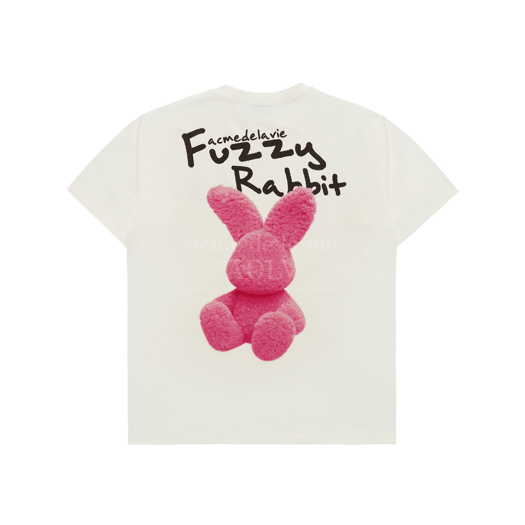 ADLV DOODLE FUZZY RABBIT SHORT SLEEVE T-SHIRT CREAM