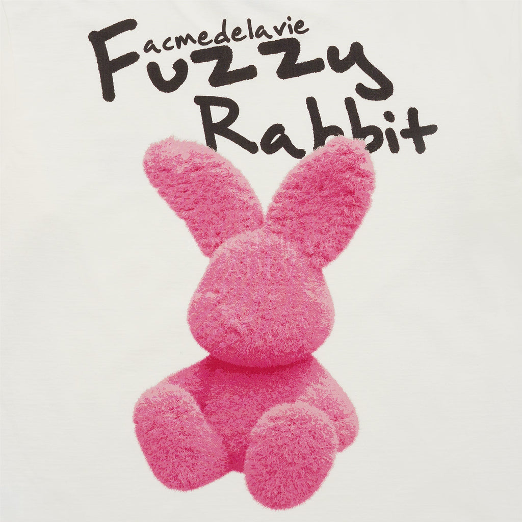 ADLV DOODLE FUZZY RABBIT SHORT SLEEVE T-SHIRT CREAM